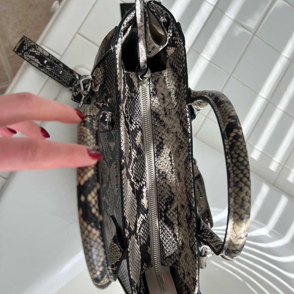 Valentino Black And Cream Python Pattern Tote - image 5